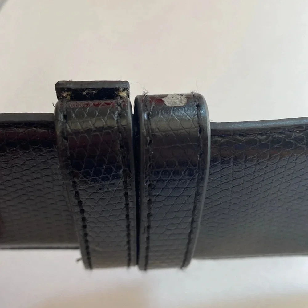 Black Leather Corset Statement Belt Silver Buckle Wide Waist Belt 41” Adjustable
